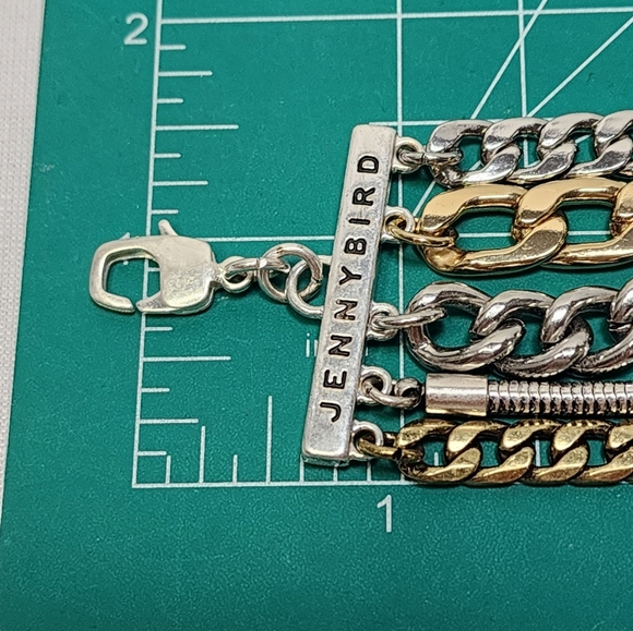 Jenny Bird Silver and Gold Chain Wide Bracelet - Picture 8 of 14